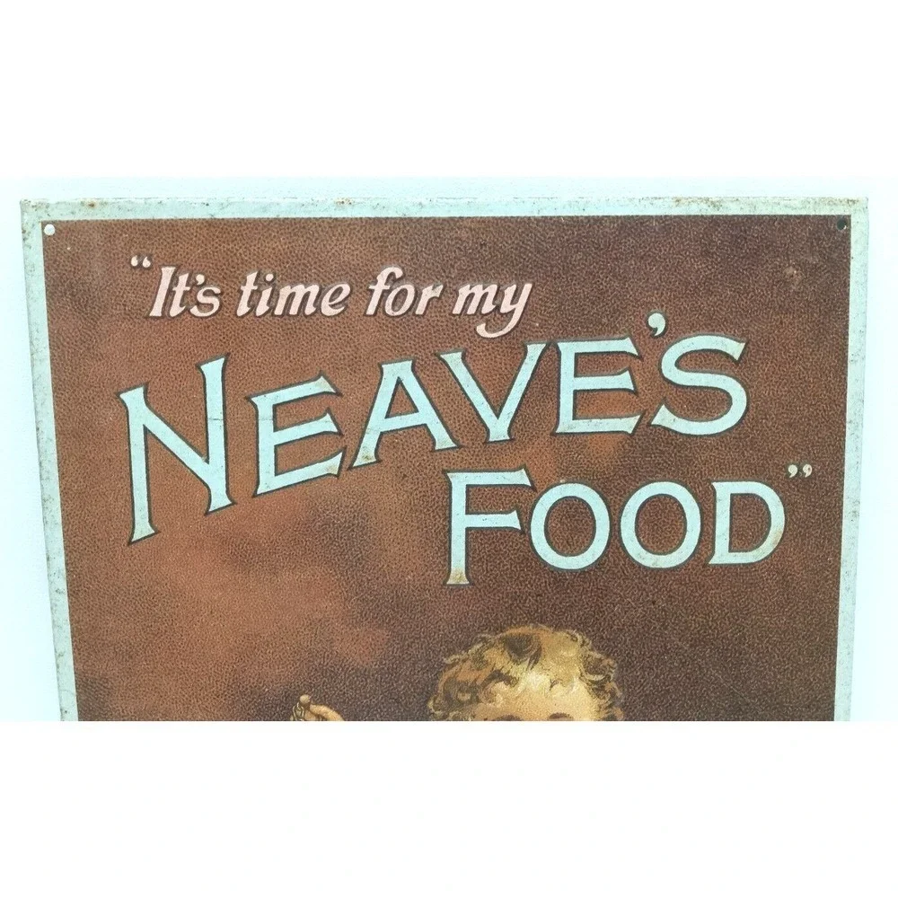 Vintage Embossed Tin Sign NEAVE'S FOOD for INFANTS ADVERTISING PLAQUE 10